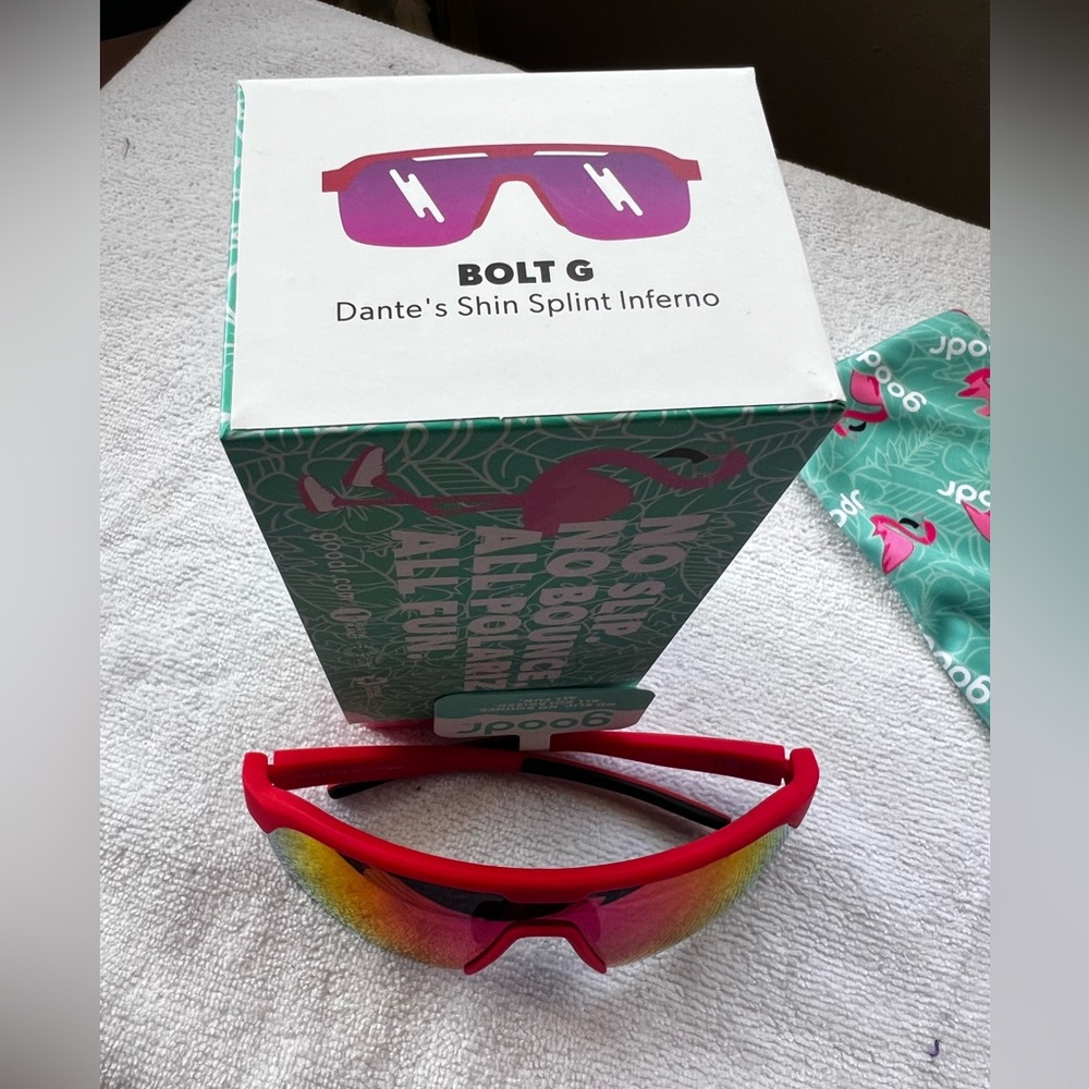 Bolt G Dante's Shin Splint Inferno Sunglasses Red Frame with Rainbow Lenses